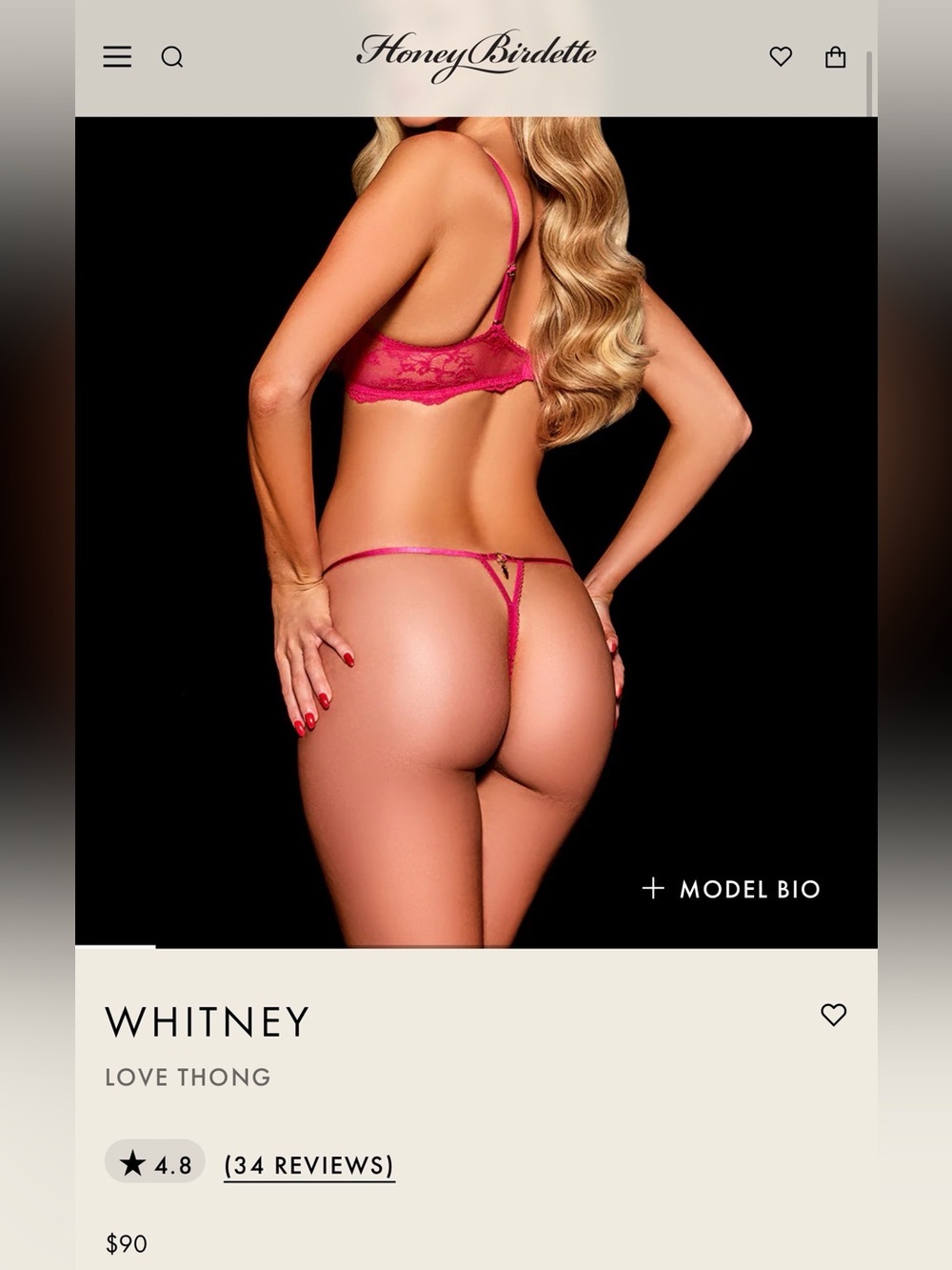 NWT Honey Birdette Whitney Love Thong - S